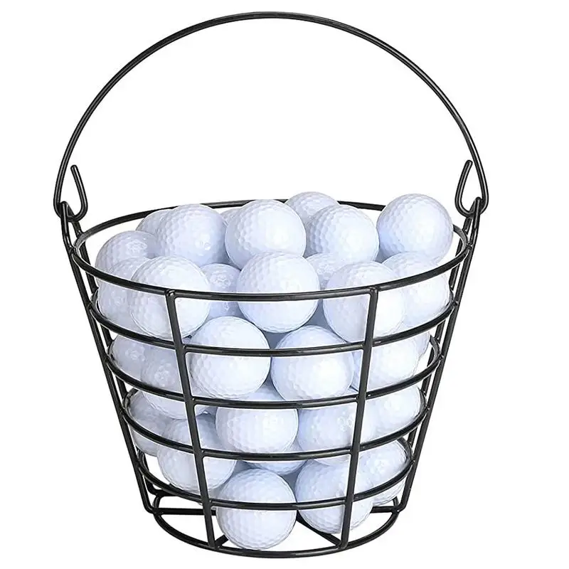 

Портативная корзина для мячей для гольфа, металлический контейнер для мячей для гольфа, вмещает 50 мячей, портативный контейнер для мячей для игры в гольф