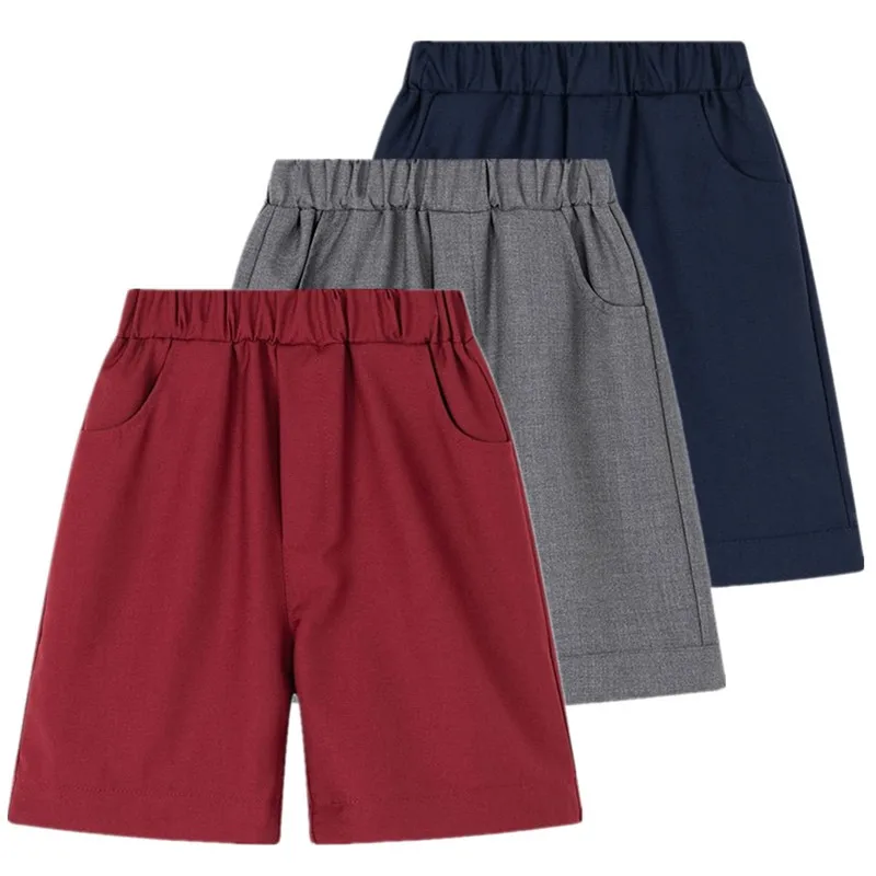 Boys Summer Casual Shorts School Uniform Formal Kids Elastic Waist Sport Short Pants 2-15 Years