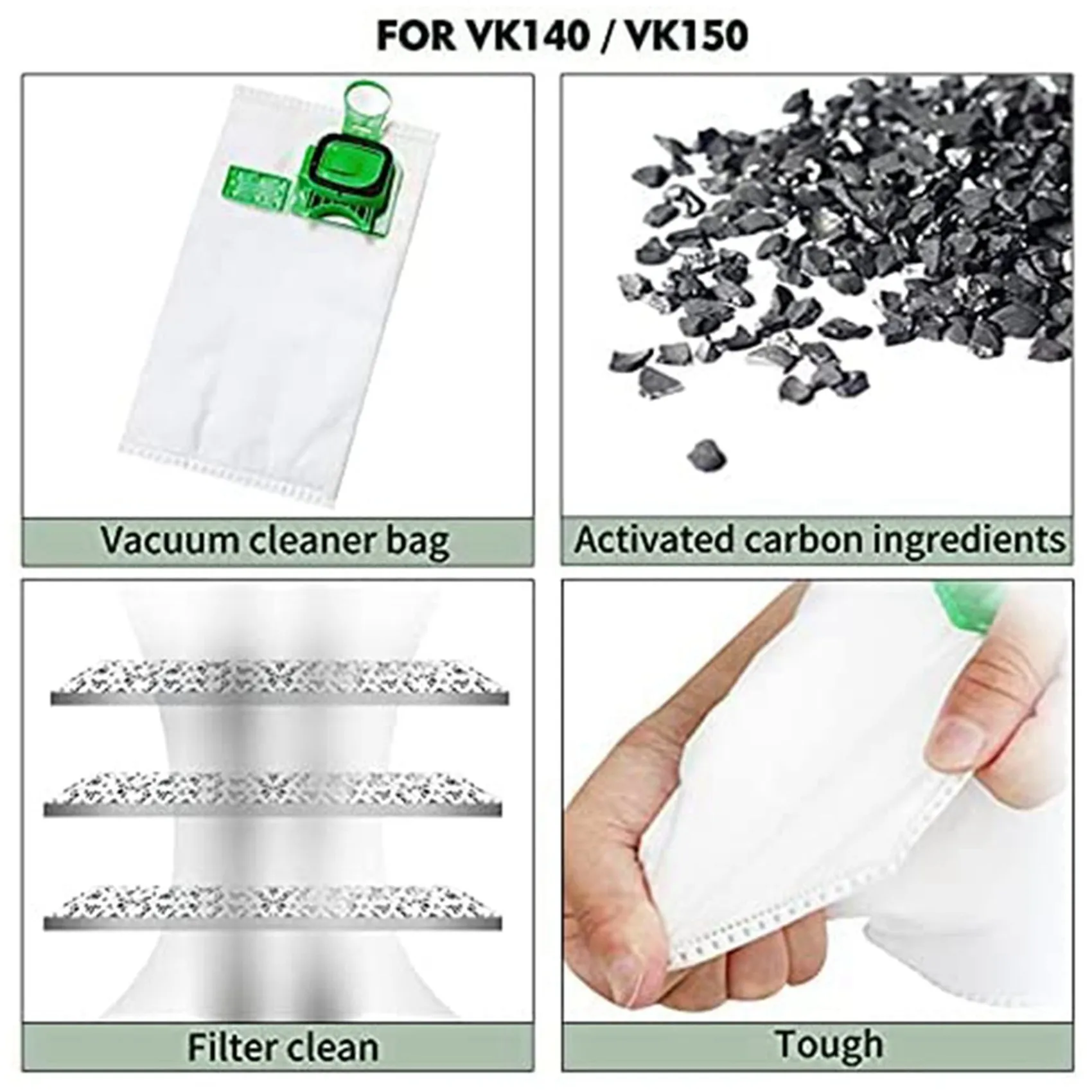 Vorwerk Kobold VK140 VK150-B와 호환되는 Kobold 진공 청소기 가방 키트의 최신 제품