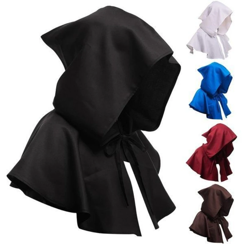 

Fashion Unisex Medieval Hood Halloween Witch Hooded Wizard Role-playing Adult Cool Stage Performance Hats Cosplay Pullover Cap