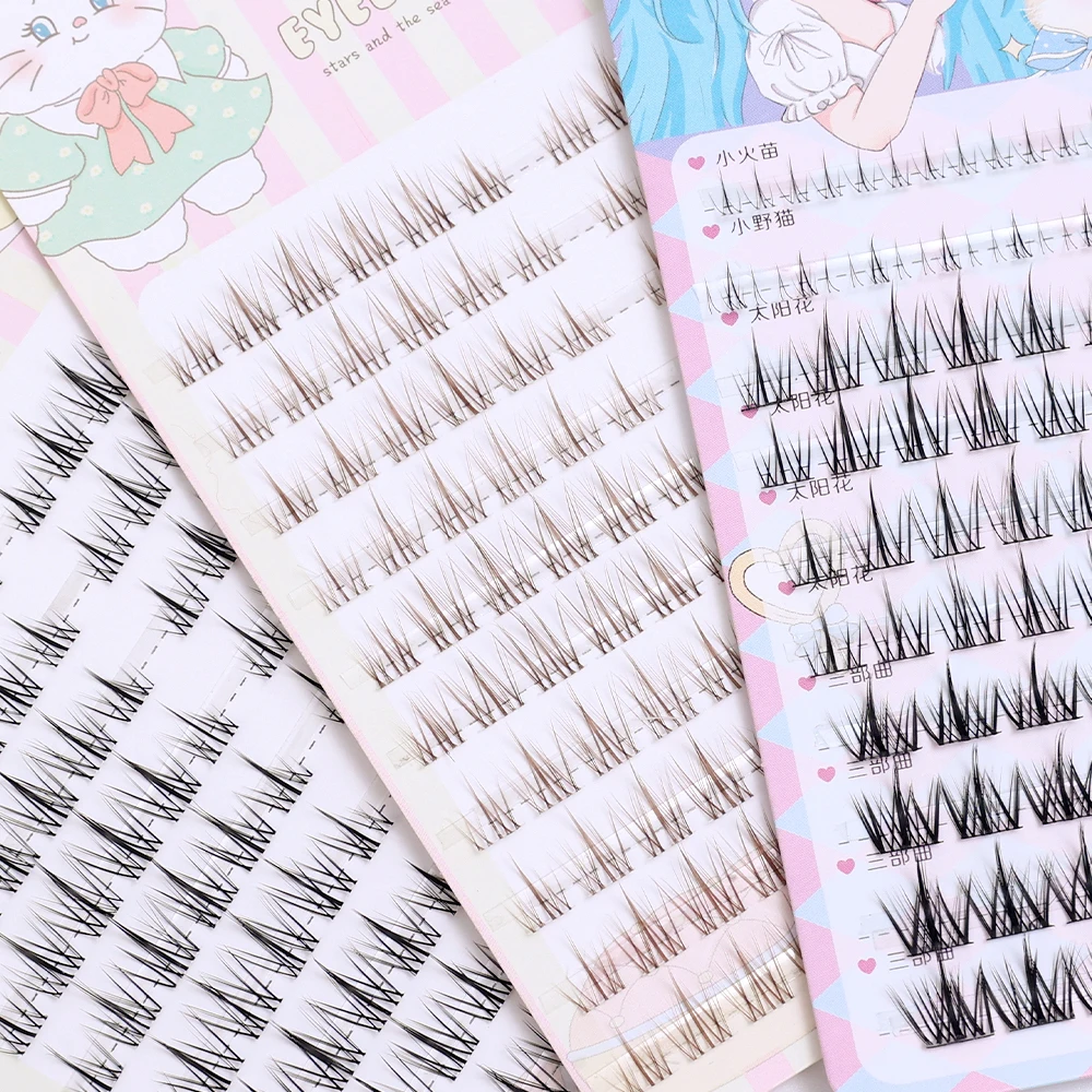 10 Rows Manga Cluster Eyelash Black Brown Individual Lashes Extension Soft Fluffy Clear Stem Segmented Grafting Eyelash Makeup eyelash extensions,fake eyelashes,eyelash extension,eyelash extension lashes,false eyelashes