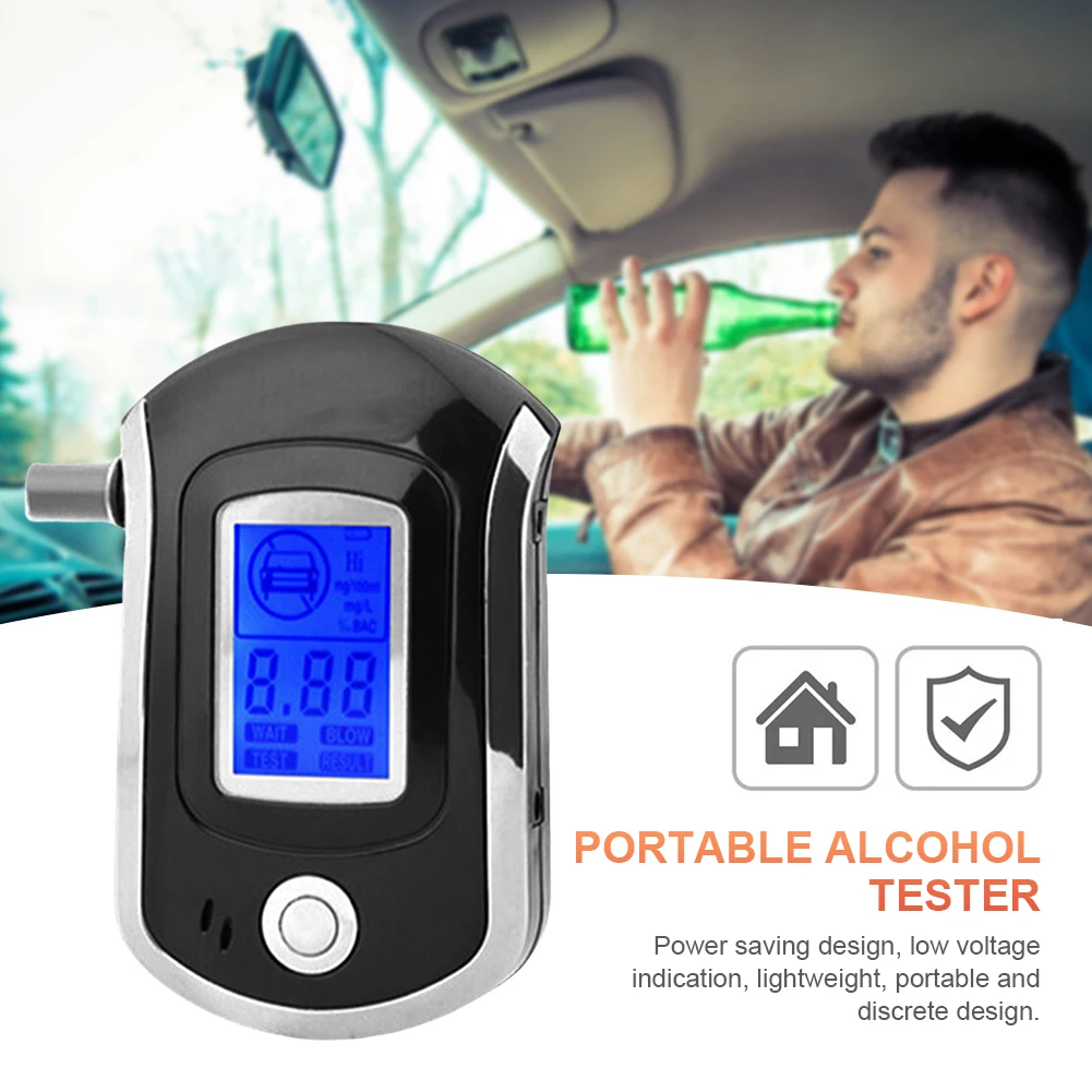 Mini Alcohol Breathalyzer High Accuracy Breath Alcohol Tester LCD Display Digital Meter Battery Powered for Personal Use