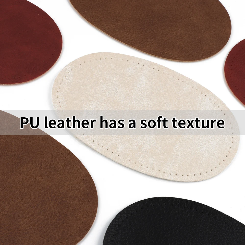 1 Pair Black PU Leather Sew-On Patches - 14x9cm For Repairing Jeans, Pants, Jackets (Elbows/Knees) 9 thumbnail image