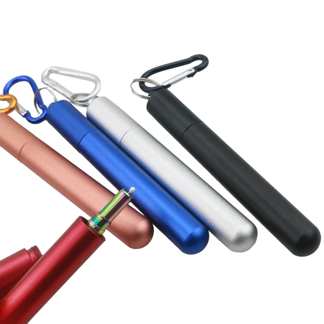 304 stainless steel telescopic straws with aluminum alloy storage