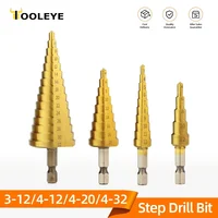 HSS Titanium Step Drill Bit Conical Stage Drill For Metal Wood High Speed Stepped Drill Set Power Tools 3-12 4-12 4-20 4-32mm