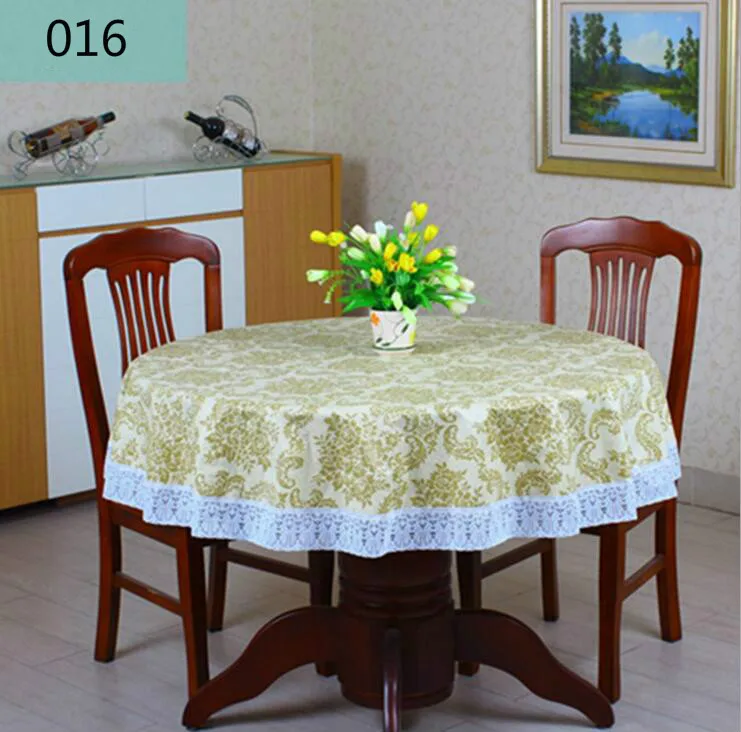Pastoral PVC Round Tablecloth Waterproof Oilproof Plastic Table Covers Floral Printed Lace Edge Anti Hot Coffee Table Cloths table cloth