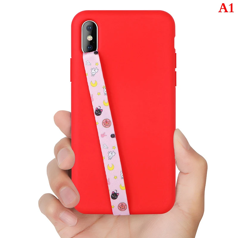 Mobile Phone Elastic Bandage Wristband Finger Holder Phone Lanyard PU Leather Grip One Hand Anti Slip Cartoon Phone Holder Strap