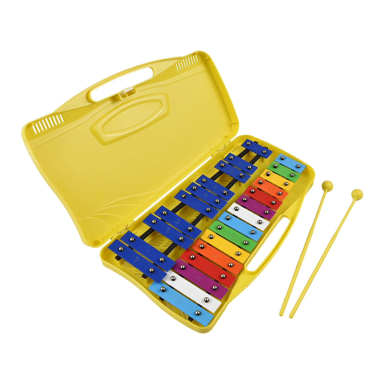 25 Notes Glockenspiel Xylophone Colorful Metal Keys Rhythm Instrument with 2 Mallets Handheld Case Gift for Beginners Students