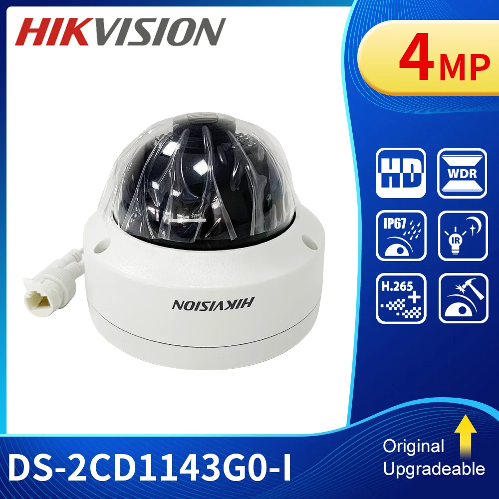 

Hik DS-2CD1143G0-I 4MP IP Camera POE Dome CCTV Camera 30m IR Clear Night Vision P2P IP67 IK10