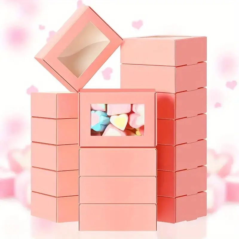 10/30-Pack Mini Pink Cardboard Gift Boxes with Transparent Window for Jewelry, Candy, C... - SKU MCGB2302 - UGI Packaging