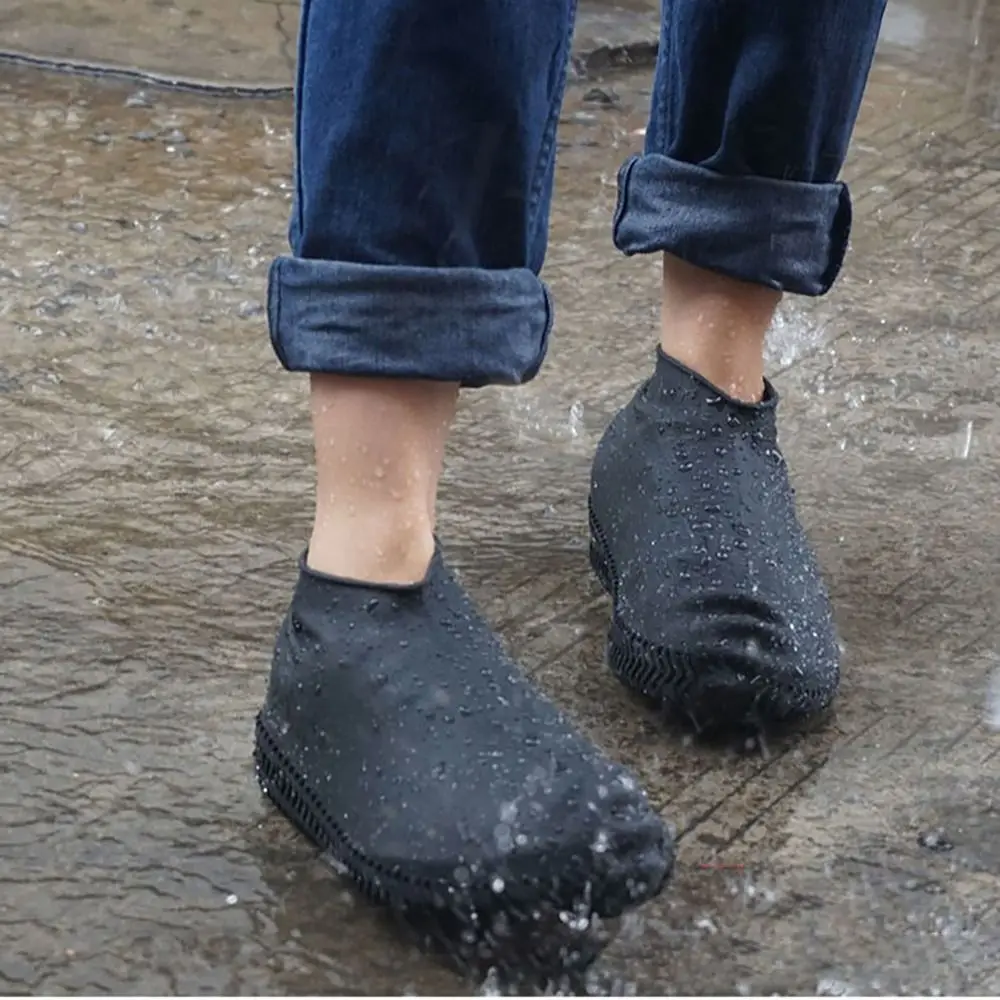 1 Pair Waterproof Shoe Covers Rain Boots Non-Slip Elastic Overshoes Reusable Thickened Outdoor Accessories