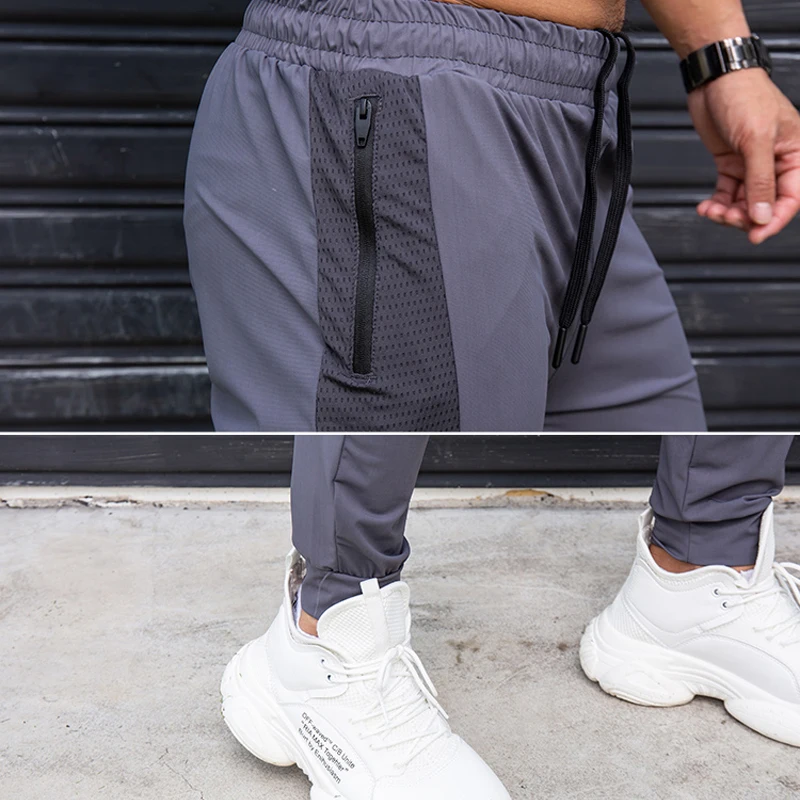 Casual Sports Pants Elasticity Men Running Pants Casual Sweatpants With Zipper Pockets Training Jogging Fitness Trousers Gym Workout Sport Pants