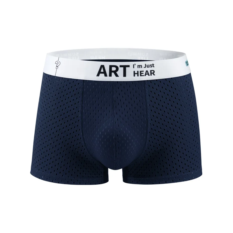 3Pcs Summer Men's underwear Ice Silk Plus Size Mesh Breathable Quick-Drying Boxers 5A lemon bacteriostatic crotch sports boxers