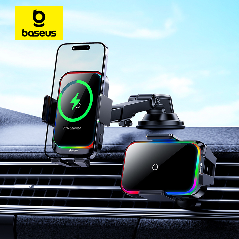Baseus Infrared Car Phone Holder 15W QI Phone Wireless Charger for iPhone Xiaomi Samsung Electric Car Mount Fast Charging