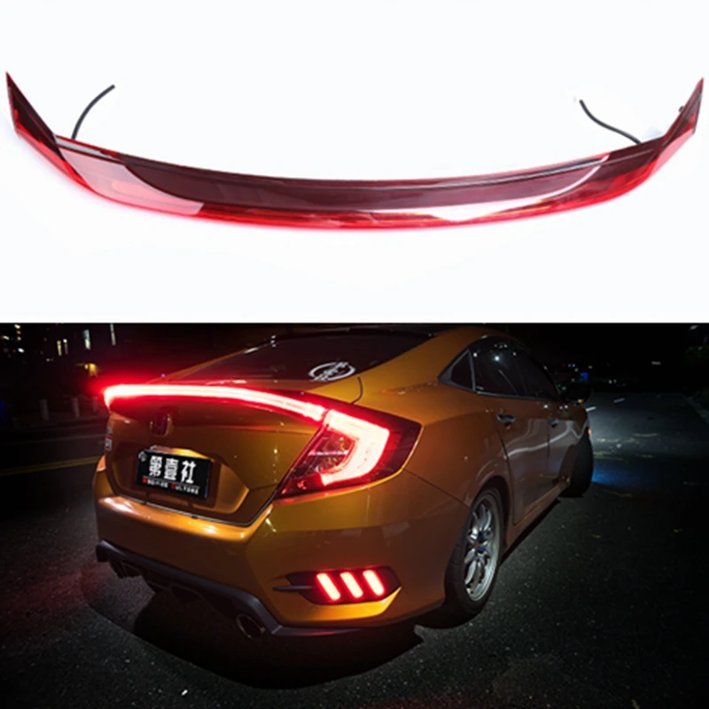 

Car Style LED ABS Spoiler With Rear Brake Lamp For Honda for Civic 2016-2017 Tail Light Trunk Led Accessories