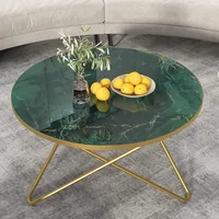 Round Coffee Table with Green Faux Marble Top 1
