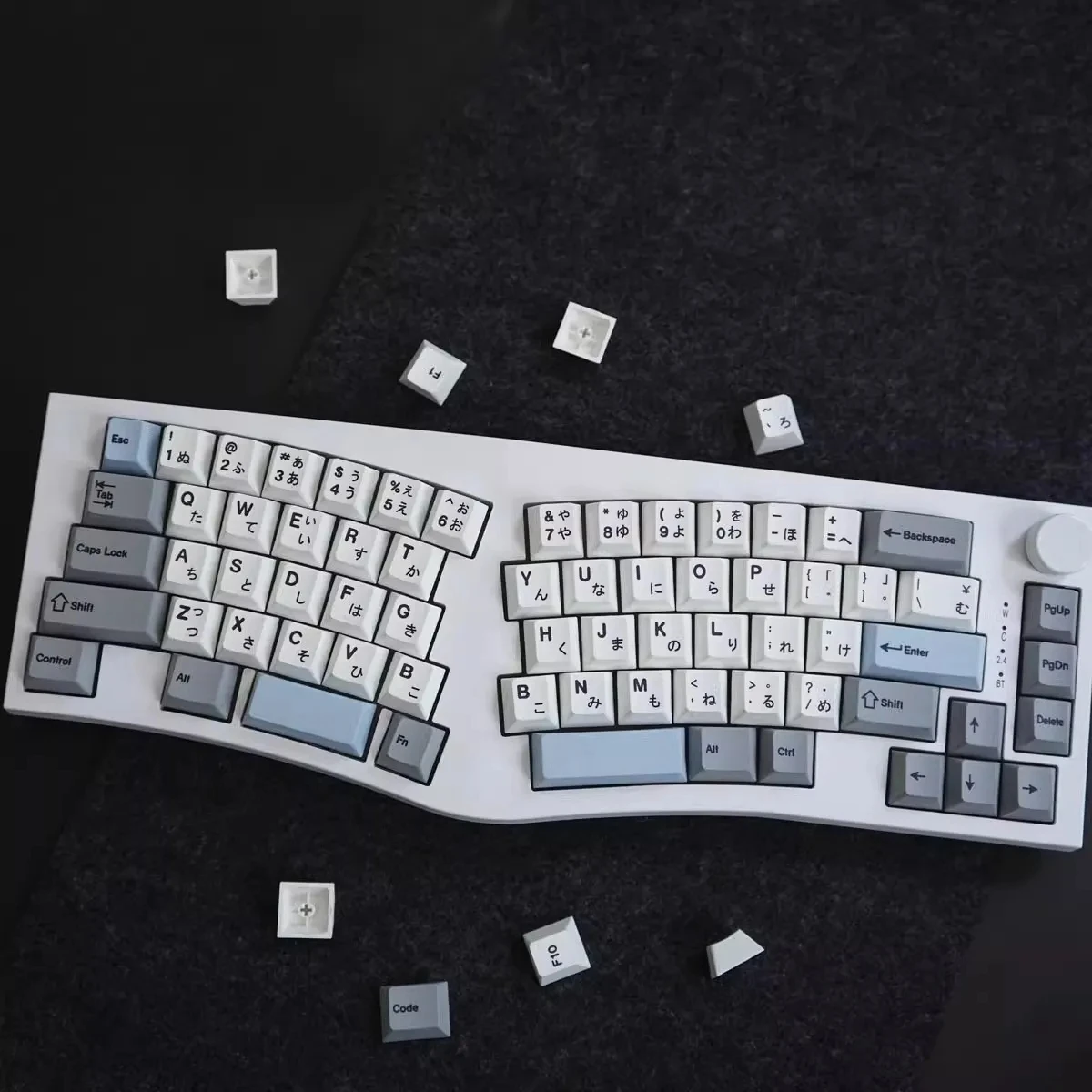 

141 Keys/set Piano Music Keycaps PBT Japanese Filipino Key Caps Cherry Profile Grey White Blue Keycap For MX Switch Lightproof
