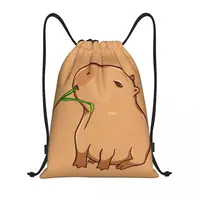 Custom Cute Capybara Drawstring Bag Men Women Foldable Sports Gym Sackpack Animal Lover Training Backpacks 1