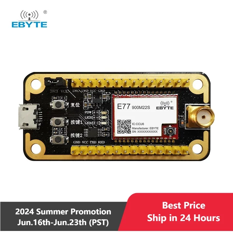 Placa de Testes de Desenvolvimento Stm32 Cdebyte E77-900mbl01 Pré-soldada Módulo de Lora de Interface Usb E77-900m22s com Antena