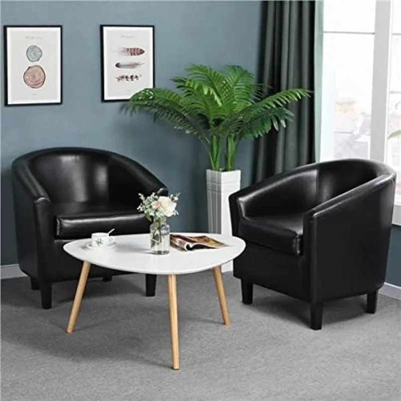 Faux Leather Club Chairs, PU Leather Accent Chairs, Waiting Room Chair with Soft Padded Seat for Living Room Bedroom Reading