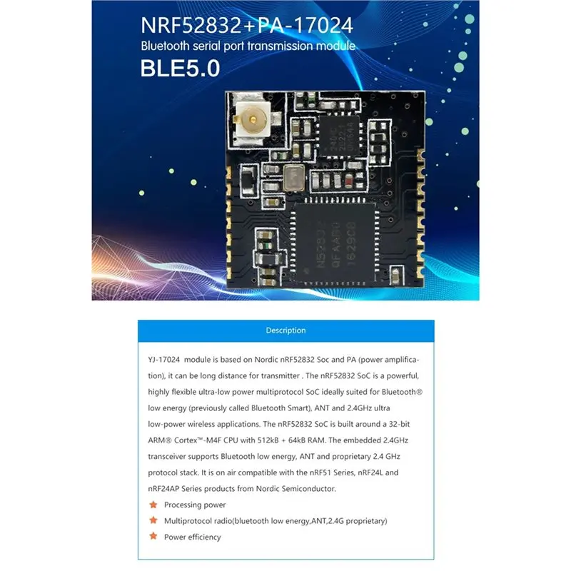 Holyiot 블루투스 저에너지 개발 보드 Nordic NRF52832 PA IPX 모듈 NRF52 DK 장거리 자동화 IOT 모듈