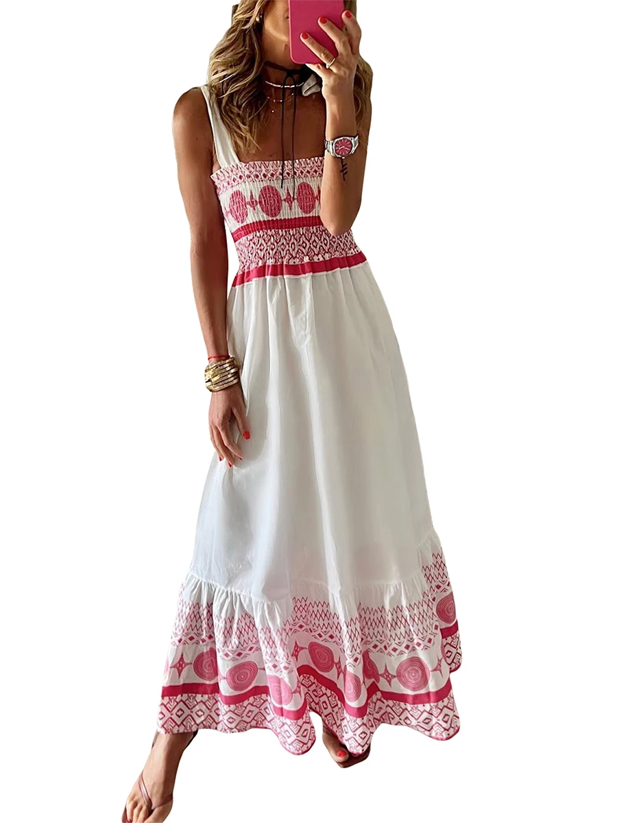 

Stylish and Comfortable Bohemian for Women - Spaghetti Strap Backless Flowy Sundress with Tie Straps - Perfect for