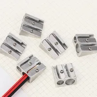 Pencil Sharpener 2-Hole Pencil Magnesium Alloy Wedge Shaped Metal Material Convenient Practical School Essential Learning 1