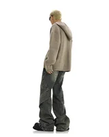 Jeans taille haute évasés pour hommes, pantalon longueur au sol, irrégulier, décontracté, droit, automne, hiver, 2025 5