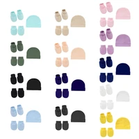 Baby Anti Scratching Soft Cotton Gloves+Hat+Foot Cover Set Mittens Socks Beanies 2