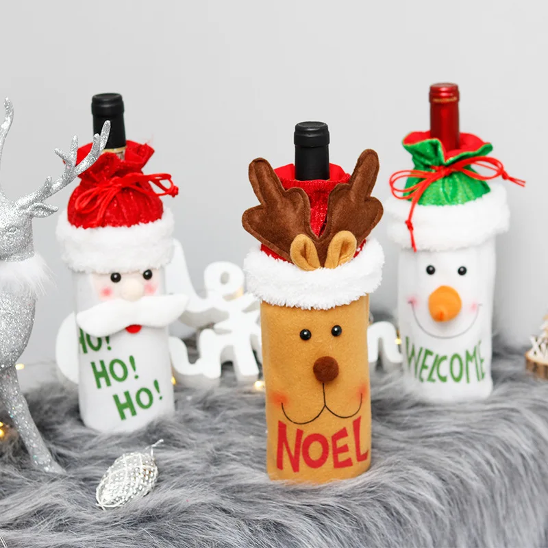 

Christmas decorations Santa Claus dolls red wine bottle sleeves Christmas restaurant party ornaments