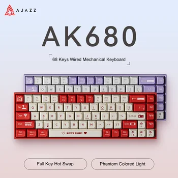 AJAZZ AK680 Mechanical Keyboard ABS Keycap 68 Keys Wired Wireless Bluetooth Gamer Keyboard Hot Swap Custom Gasket for Pc Laptop 1