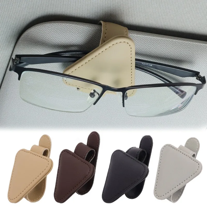 

Car Sun Visor Clip Sunglasses Fastener Card Holder Pu Leather Eyeglasses Card Ticket Clip Hanger Auto Accessories