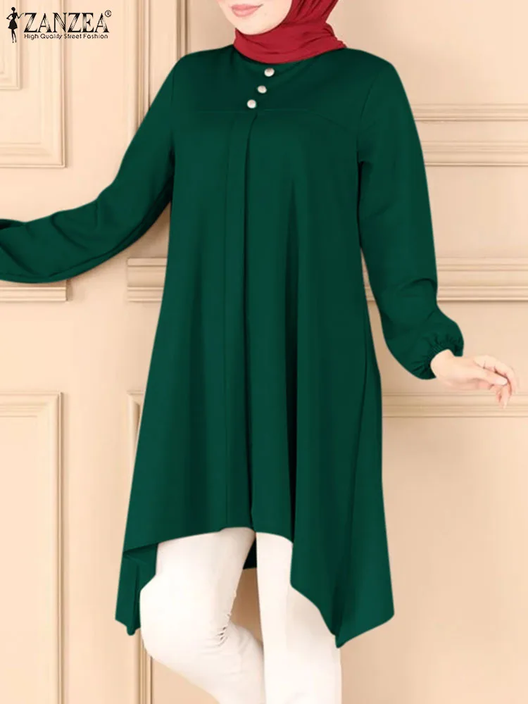 

ZANZEA Dubai Long Shirts Turkey Blusas Muslim Tops IsIamic Clothing Kaftan Women Long Sleeve Blouse Abaya Autumn Elegant Shirt