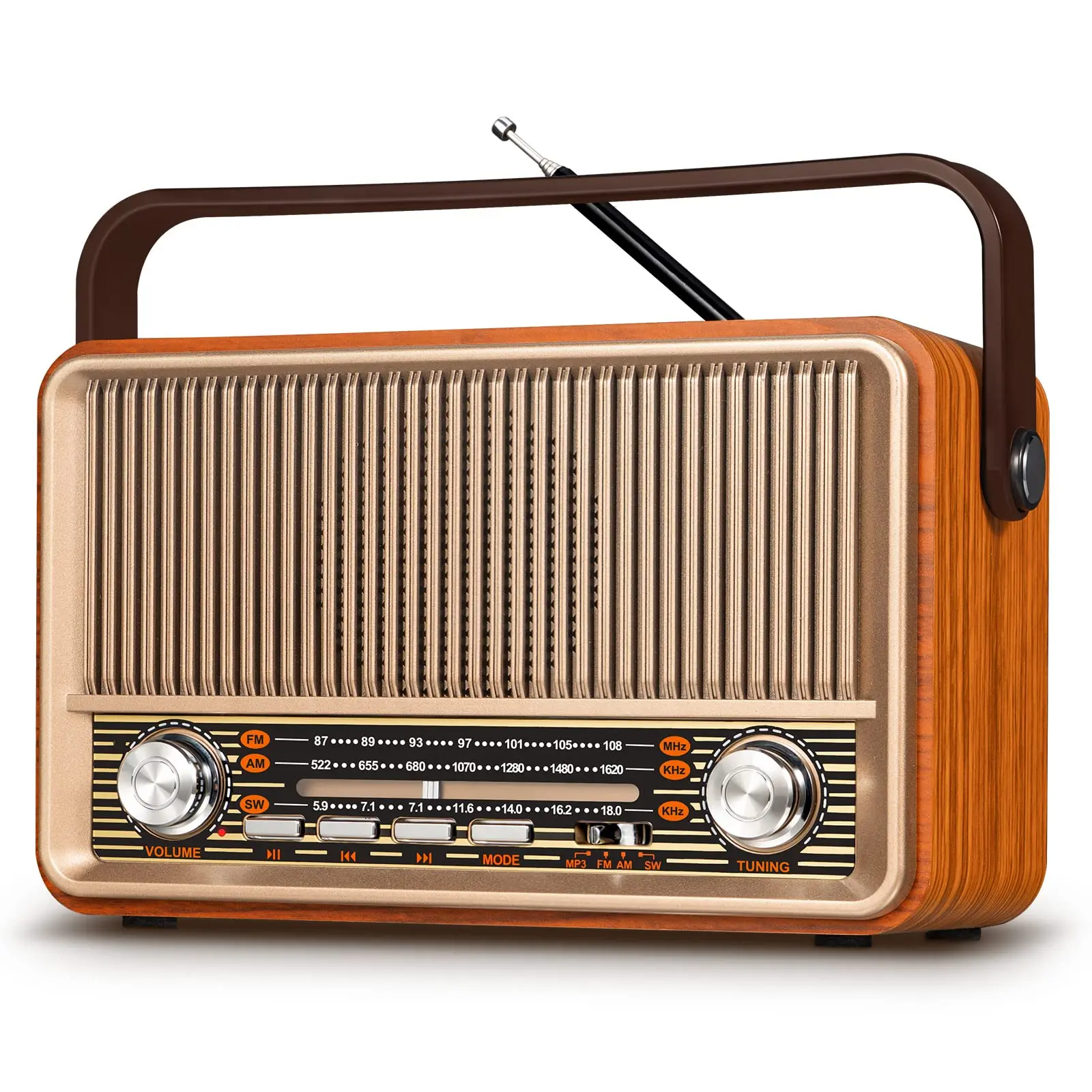 PRUNUS J120 Classic Vintage Retro Style AM/FM/SW Radio with Bluetooth 5.0  Speaker Wood radios 1800mAh rechargeable battery - AliExpress