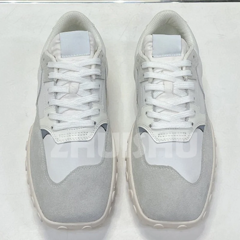 

Women Flat Shoes Spring Autumn 2023 New Mixed Color Patchwork Upper Thick Bottom Square Toe Sneakers Fashion Trends Women Shoes