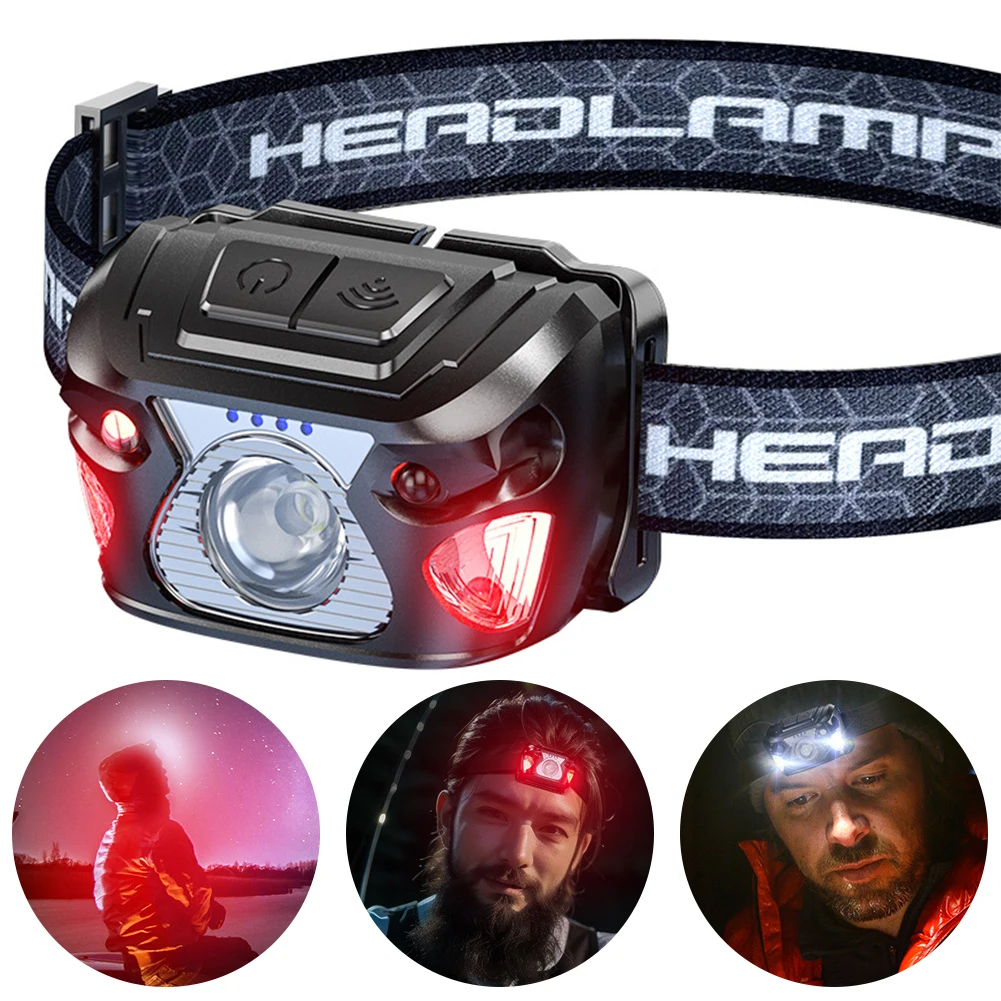 LED Headlight Torch Motion Sensor Powerful LED Work Light USB Charging XPE COB Headlamp 400LM for Outdoor Fishing Camping Hiking