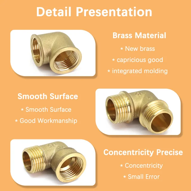 3 Stílus 1/2 "3/4" 1 "Női X Férfi Szál Sárgaréz Réz Könyök 90 Fokos Csatlakoztatási Csatlakozó Cső -Szerelő Adapter Hosszabbítója - Image 6