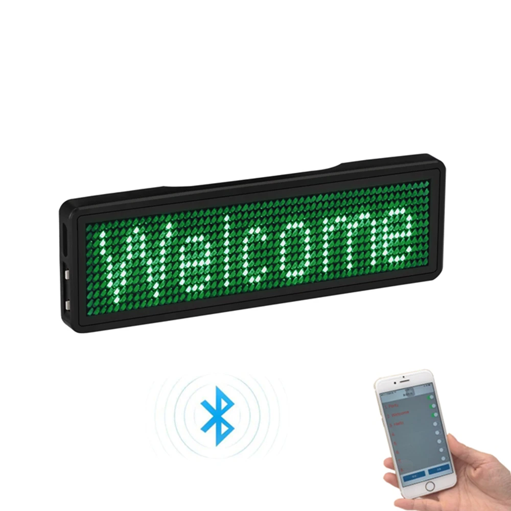 電子 ネーム バッジ スマホでBluetooth可 LED11x55個18セット プログラム可能なBluetooth LED名札,ミニLEDディスプレイ,hd