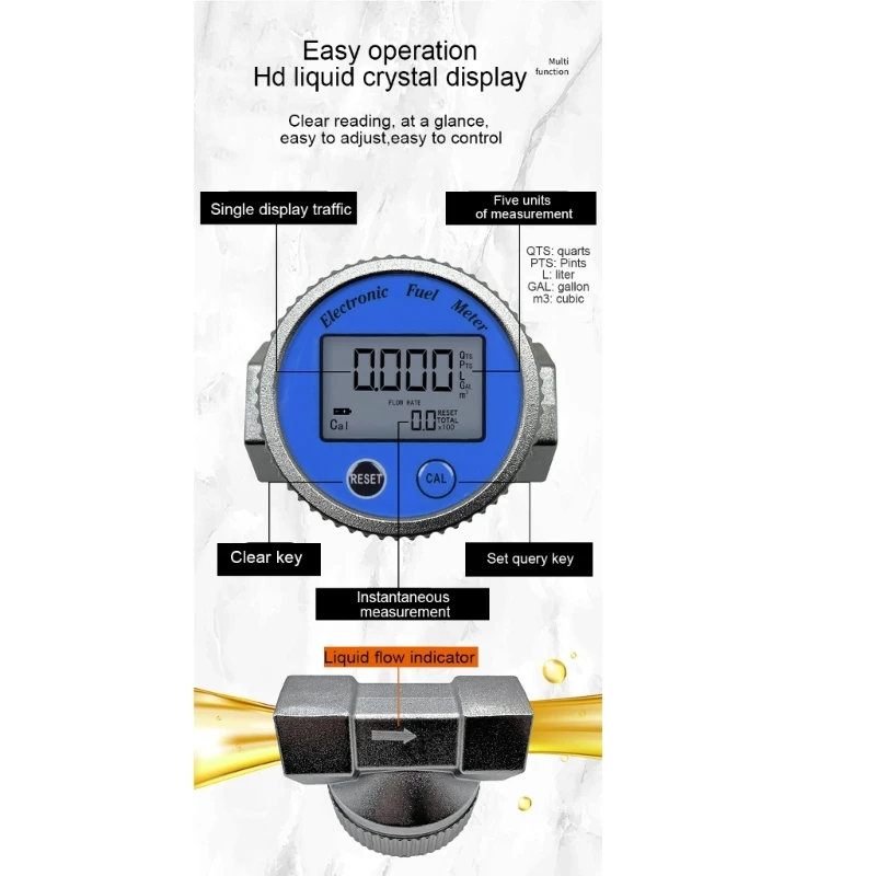 High Accuracy Fuel Meter Digital Display Turbines Fuel Flow Meter Waterproof Turbines Flow Simple Installs Durable flow meter turbine flow meter digital turbine flow meter