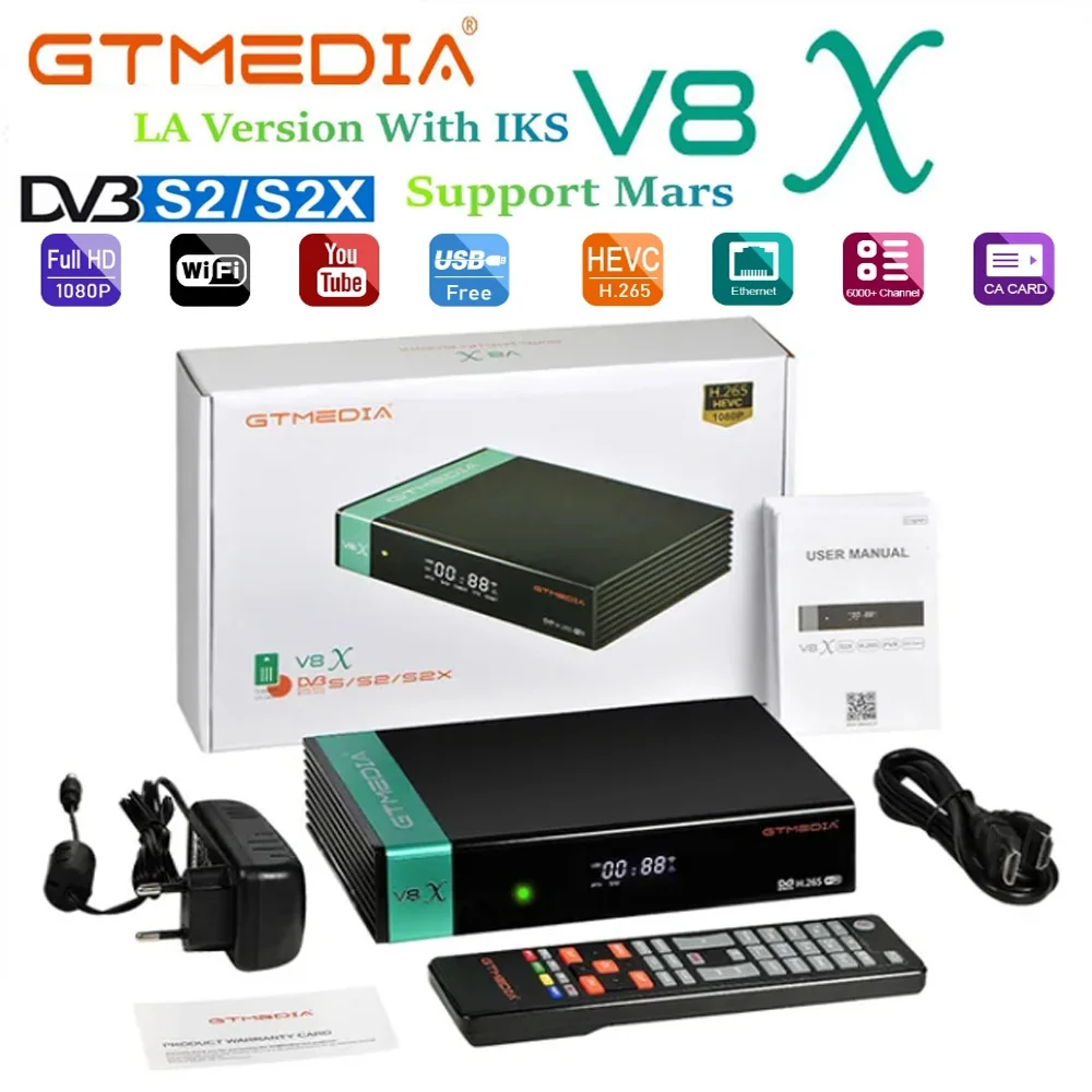 [Originale] Gtmedia V8X Ricevitore Satellitare Hd Dvb-S/S2/S2X Supporto Wifi 2.4G Integrato Sat A Gtplayer Scheda Ca Ricevitori Tv V8X Mars