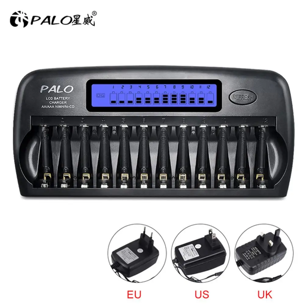 

PALO 8-16 Slots LCD Smart Battery Charger For 1.2V AA AAA NI-MH NI-CD Rechargerable Battery AA AAA Battery Charger Fast Charger