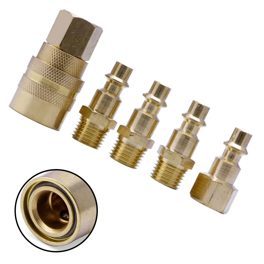 

5Pcs Quick Coupler 1/4inch NPT Brass Air Couplers Adapter Quick Disconnect Air Hose Fittings Soilid Brass Pneumatic Hardware
