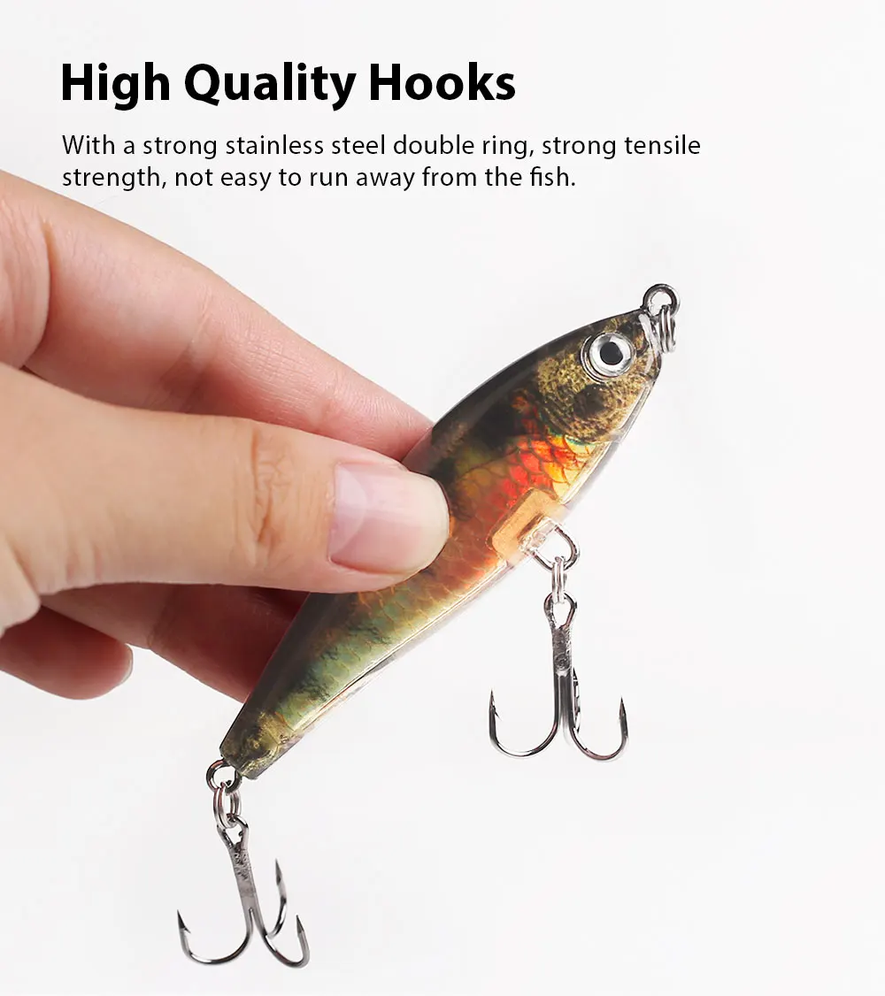Hanlin 7 cm/8 g Minnow-Angelköder, künstlicher Wobbler, bionischer harter Kurbelköder, Swimbait-Fisch, Kurbelköder, schwimmendes Bass-Gerät – Detail 5