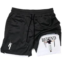 Anime Performance Shorts Toji Printed Men GYM Casual Sports Shorts Workout Running Mesh 2In1 Sport Short Pants Summer Activewear