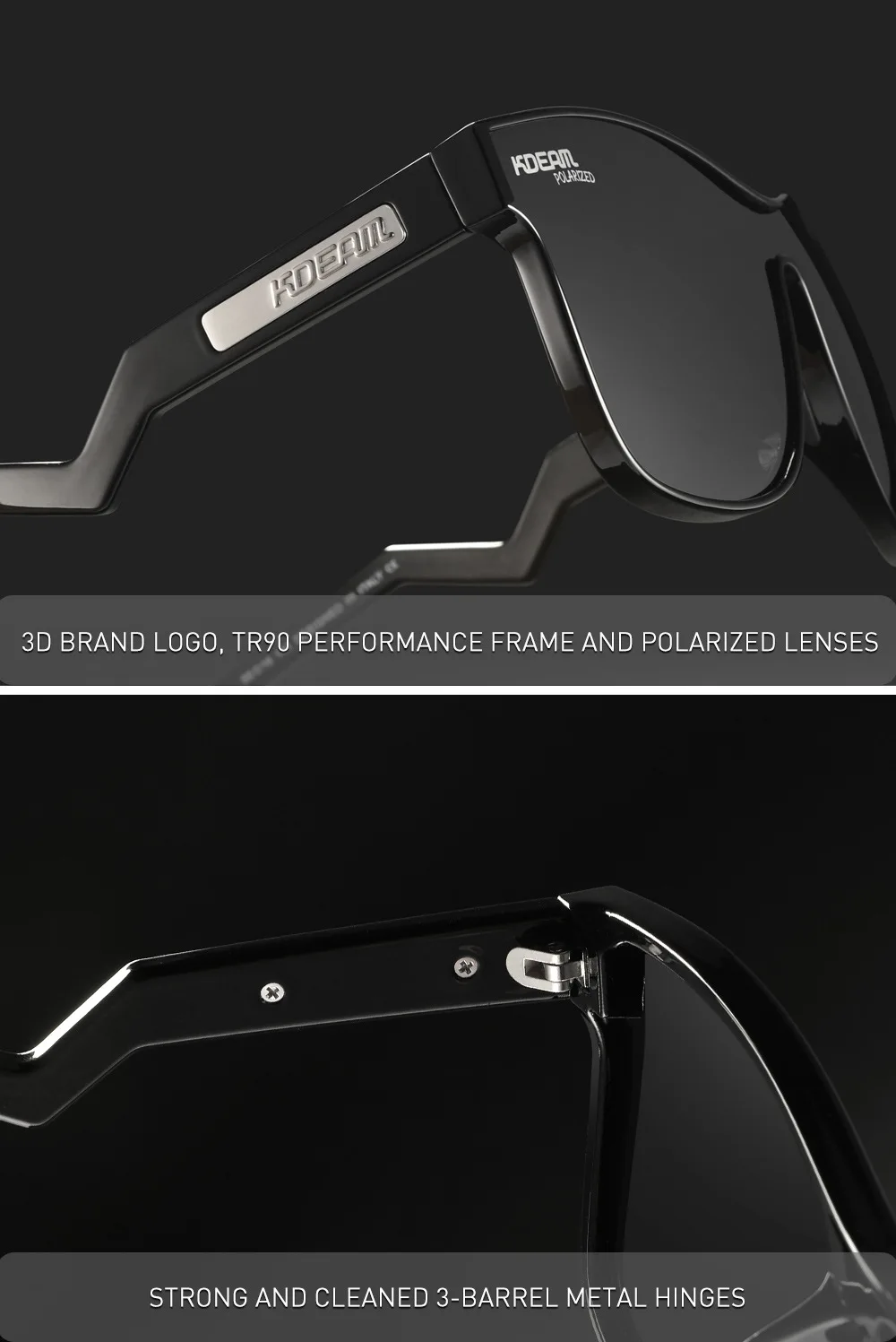 Kdeam 1,2mm polarisierte Sonnenbrille ultraleichte tr90 Herren Outdoor Sport bunte Brille 3d Metall Logo Fahrrad brille kd0809 – Detail 8