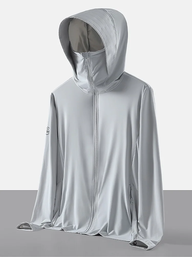 Summer UPF 50+ UV Proof Men Skin Coats Hooded Sun Protection Breathable Cool Thin Windbreaker Plus Size Casual Jackets 8XL 5