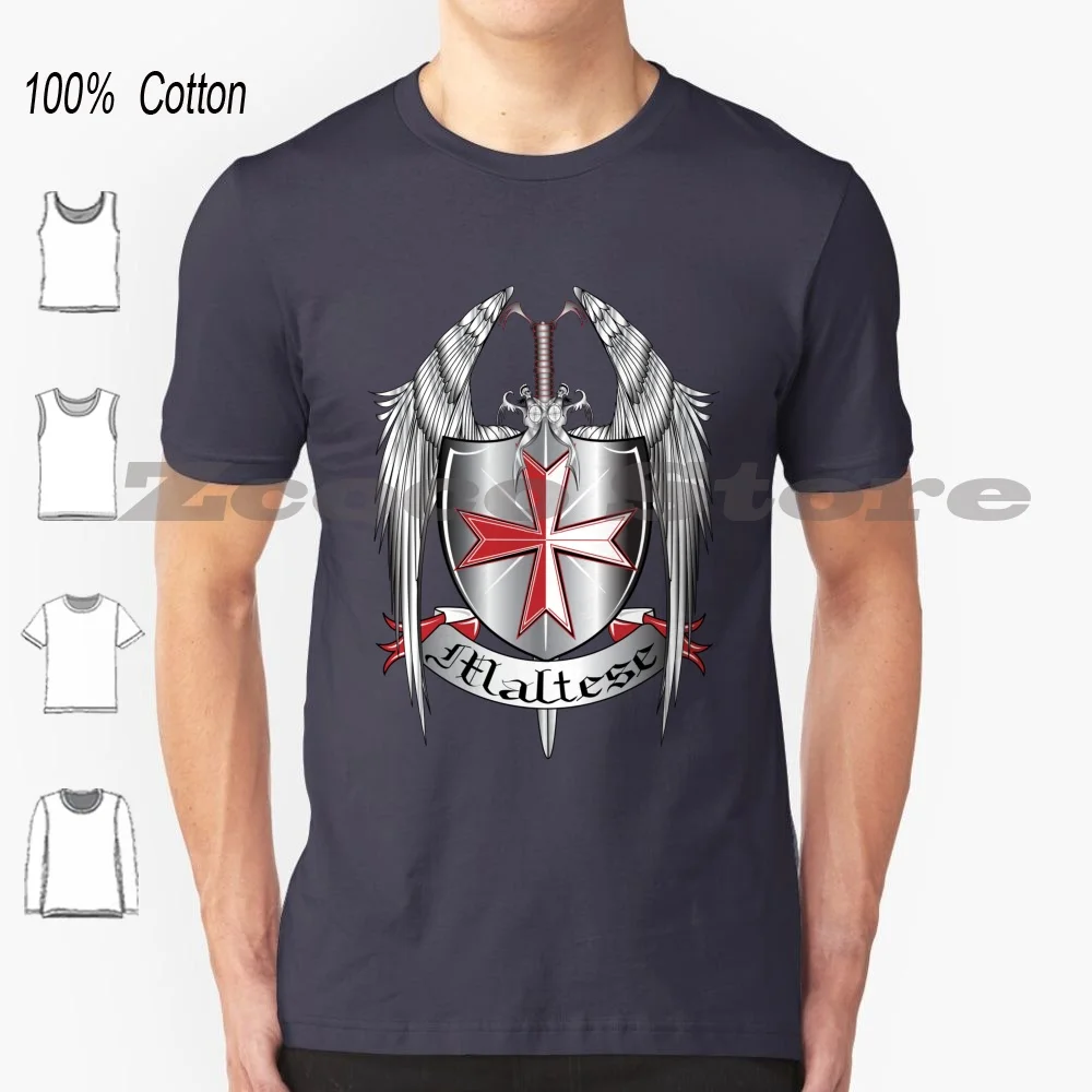 Malta 3 100% Cotone Uomo E Donna Soft Fashion T-Shirt Malta Malta Malta Malta Croce Malta Malta Falcon Ala Spada Scudo Rosso