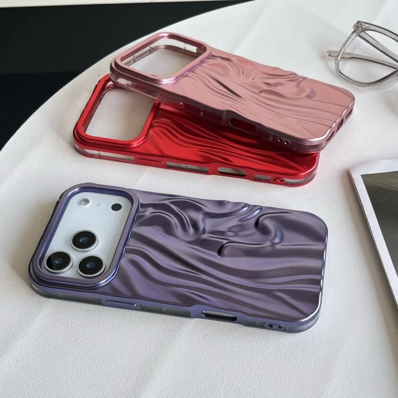 Luxury Plating Water Ripple Shockproof Phone Case - Glossy Matte Silicone Cover