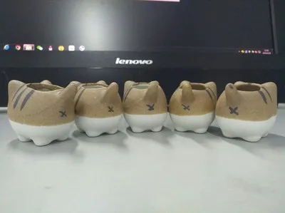 Description Picture 3 of itemBalcony Decor GiftCute Mini Cat Ceramic Flower Pot Small Cartoon Planter Bonsai Cactus  Home Garden Desktop Succulent Plants