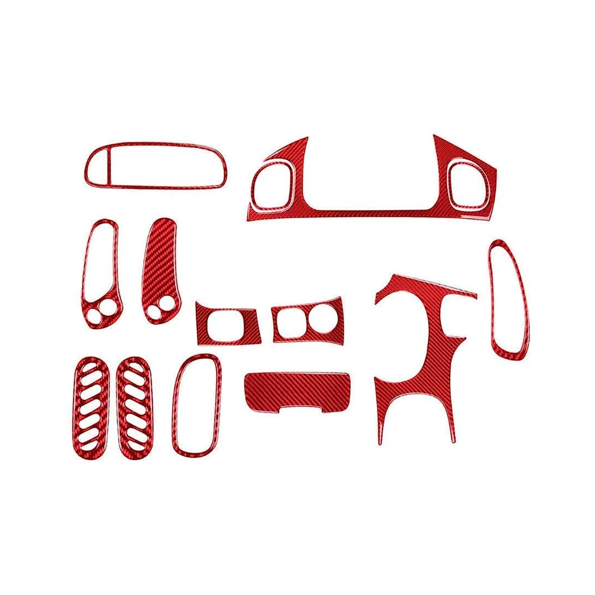 

For Corvette C5 1998-2004 Carbon Fiber Full Interior Kit Central Control Gear Cover Trim Decoration Sticker,Red